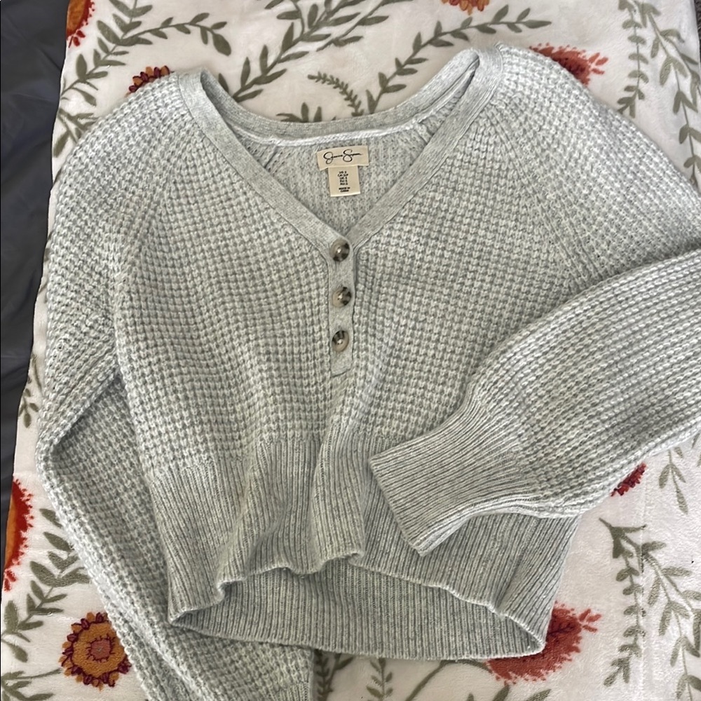 Cozy Gray Button-Up Sweater